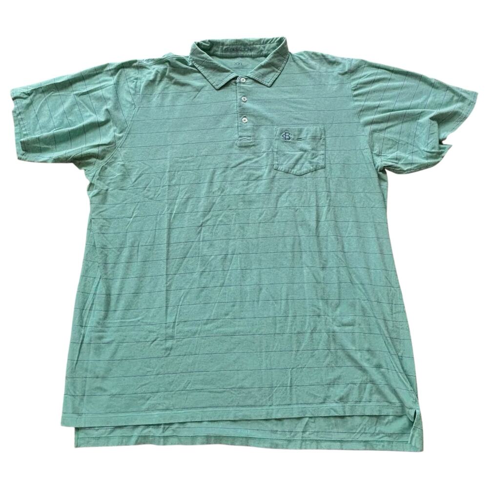 B. Draddy Mint Green Striped Polo XXL Coton Blend Chest Pocket CC Logo